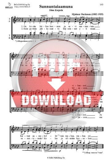 Backman, Hjalmar: Sunnuntaiaamuna (coro mixto)