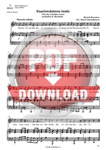 Borenius, Henrik (arr. Ilmari Hannikainen): Saaristolaisten laulu