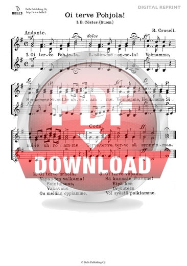 Crusell, Bernhard Henrik: Oi, terve Pohjola! (coro de voces blancas)