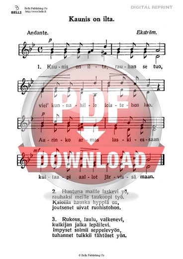 Ekstr&ouml;m, Fredrik August: Kaunis on ilta (coro infantil)