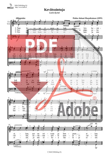 Hannikainen, P. J.: Kev&auml;tsointuja (coro masculino)