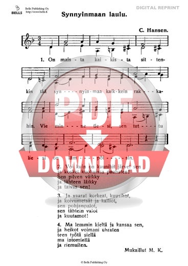 Hansen, Christian: Synnyinmaan laulu (coro infantil)