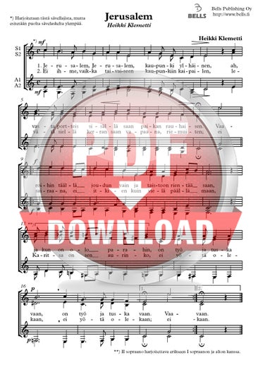 Klemetti, Heikki: Jerusalem (coro femenino)
