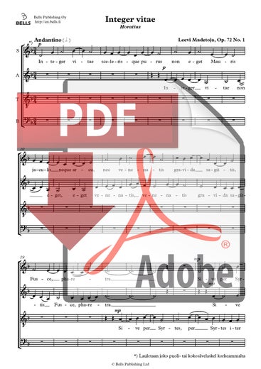 Madetoja, Leevi: Integer vitae, Op. 72 n.&ordm; 1