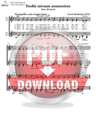 Madetoja, Leevi: Tuolla taivaan asunnoissa (coro femenino)