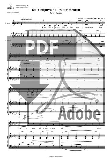 Merikanto, Oskar: Kuin hiipuva hiillos tummentuu, Op. 47 n.&ordm; 2