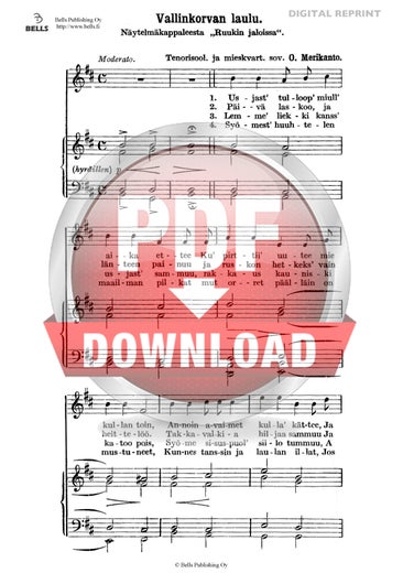 Merikanto, Oskar: Vallinkorvan laulu, Op. 24 n.&ordm; 2 (coro masculino)