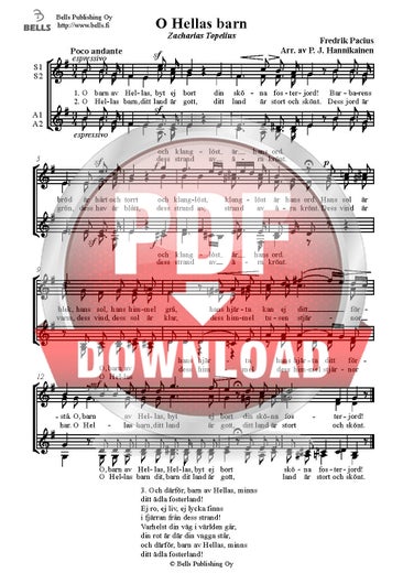 Pacius, Fredrik (arr. P. J. Hannikainen): O Hellas barn (coro femenino)