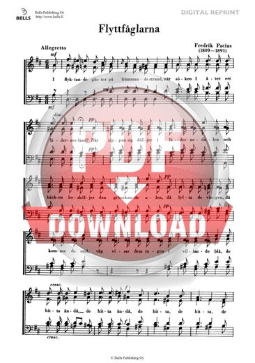 Pacius, Fredrik: Flyttf&aring;glarna (coro mixto)