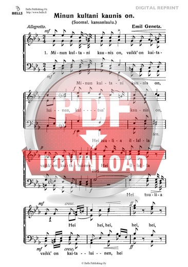 Trad. (arr. Emil Genetz): Minun kultani kaunis on (coro masculino)