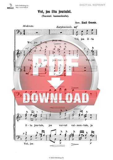 Trad. (arr. Emil Genetz): Voi, jos ilta joutuisi