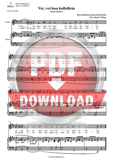 Trad. (arr. Karl Collan): Voi, voi kun kullallein