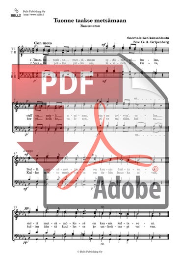 Trad. (arr. G. A. Gripenberg): Tuonne taakse mets&auml;maan
