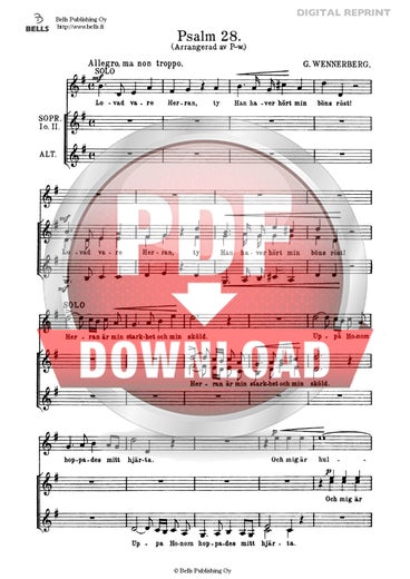 Wennerberg, Gunnar (arr. Hanna Pegelow): Salmo 28 (coro femenino)