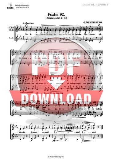 Wennerberg, Gunnar (arr. Hanna Pegelow): Salmo 92 (coro femenino)